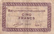 France 5 Francs - Camp de concentration de Garaison - ND (1914-1918)