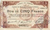 France 5 Francs - Cantons de Maubeuge et Solre-le-Chateau - 18-03-1916