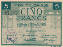 France 5 Francs , Colmar Chambre de Commerce, serial A