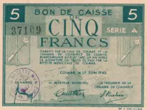 France 5 Francs , Colmar Chambre de Commerce, serial A