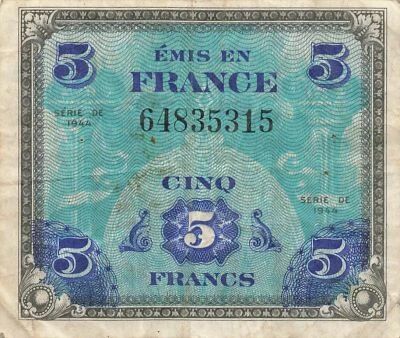 France 5 Francs - Drapeau - 1944 - Sans S�rie