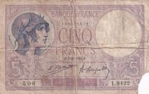France 5 Francs - Helmeted woman - 02-08-1922 - Serial L.9422 - P.72
