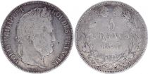 France 5 Francs - Louis-Philippe Ier - Tranche en relief - W Lille - 1843
