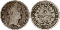France 5 Francs - Napoléon I tête laurée - 1808 A (Paris)