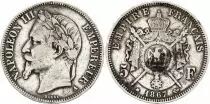 France 5 Francs - Napoléon III - Laurelled Head - A Paris - 1867