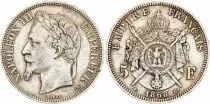 France 5 Francs - Napoléon III - Laurelled Head - Strasbourg - 1868