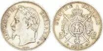 France 5 Francs - Napoléon III - Laurelled Head - Strasbourg - 1869