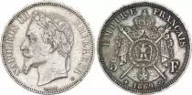 France 5 Francs - Napoléon III - Laurelled Head - Strasbourg - 1869