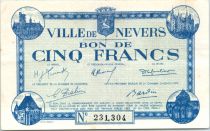 France 5 Francs , Nevers Bon de Ville, émis - 1940