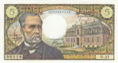 France 5 Francs - Pasteur - 01-09-1966  - Serial O.31