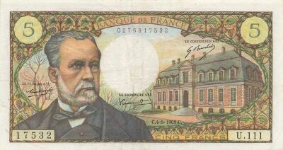 France 5 Francs - Pasteur - 04-09-1969 - S�rie U.111