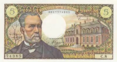 France 5 Francs - Pasteur - 05-05-1966 - S�rie C.8