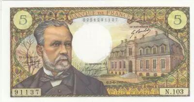 France 5 Francs - Pasteur - 05-06-1969 - Serial N.103