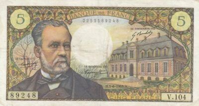 France 5 Francs - Pasteur - 05-06-1969 - Series V.104