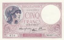 France 5 Francs - Personnification de la France - 29-09-1939 - S&eacute;rie W.62718 670