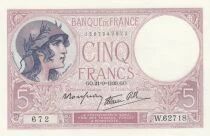 France 5 Francs - Personnification de la France - 29-09-1939 - S&eacute;rie W.62718 672