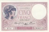 France 5 Francs - Personnification de la France - 29-09-1939 - S&eacute;rie W.62718 673