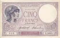France 5 Francs - Purple  - 16-09-1918 - Serial E.3663