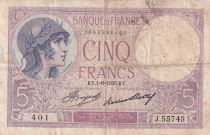 France 5 Francs - Purple - 01-06-1933 - Serial J.55743 - P.79