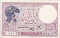 France 5 Francs - Purple - 05-10-1939 - Serial N.63940 - P.79