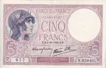 France 5 Francs - Purple - 05-10-1939 - Serial N.63940 - P.79