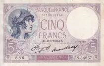 France 5 Francs - Purple - 11-05-1933 - Serial N.54957 - P.79