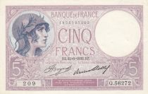 France 5 Francs - Purple - 22-06-1933 - Serial Q.56272 - P.79
