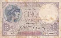 France 5 Francs - Purple - 28-05-1925 - Serial O.23100 - P.79