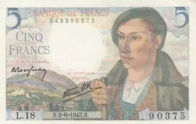 France 5 Francs - Shepherd - 02-06-1943 - Serial L.18