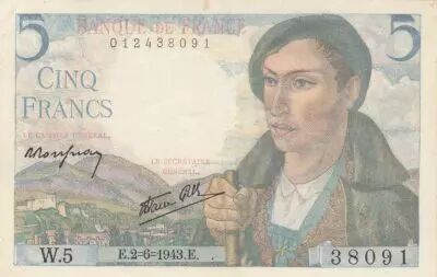 France 5 Francs - Shepherd - 02-06-1943 - Serial W.5