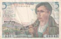 France 5 Francs - Shepherd - 05-08-1943 - Serial K.51