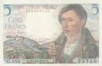 France 5 Francs - Shepherd - 30-10-1947 - Serial G.155