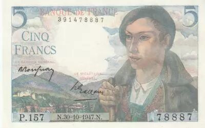 France 5 Francs - Shepherd - 30-10-1947 - Serial P.157