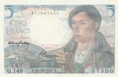France 5 Francs - Shepherd - 30-10-1947 - Serial Q.149