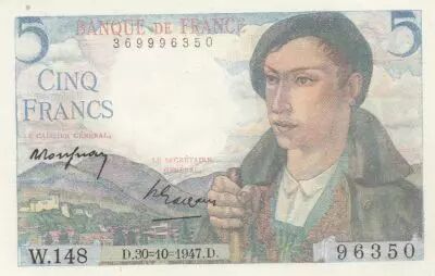 France 5 Francs - Shepherd - 30-10-1947 - Serial W.148