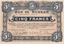 France 5 Francs - Ville -  Roubaix-Tourcoing  - 15-12- 1917 -  13ème série