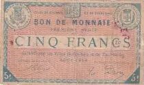 France 5 Francs - Ville - Roubaix-Tourcoing - 08-1914  - Série 1