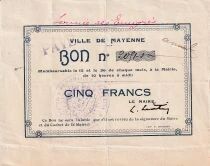 France 5 Francs - Ville de Mayenne - 1915-1920 - Annul&eacute;