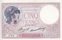 France 5 Francs - Violet - 03-08-1931 - Serial B.57111 - P.79