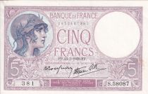 France 5 Francs - Violet - 13-07-1939 - Serial S.58087 - P.79