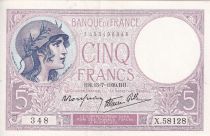 France 5 Francs - Violet - 13-07-1939 - Serial X.58128 - P.79