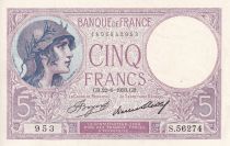 France 5 Francs - Violet - 1933 -  Serial S.56274 - AU - P.72