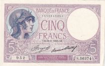 France 5 Francs - Violet - 1933 -  Série S.56274 - SPL - F.03.17