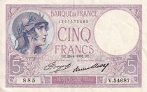 France 5 Francs - Violet - 20-04-1933 - Serial V.54687 - XF - F.03.17