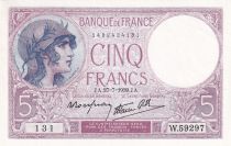France 5 Francs - Violet - 27-07-1939 - Serial W.59297 - P.79