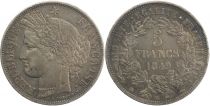 France 5 Francs, Céres  II e République -1849 BB Strasbourg