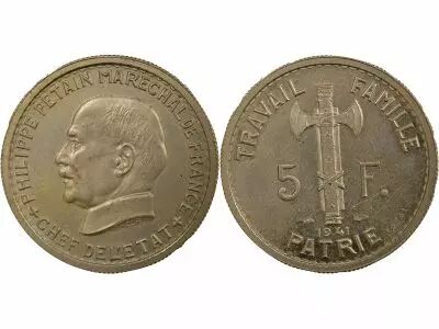 France 5 Francs, Essais P�tain, 3e Type - 1941 Paris