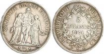France 5 Francs  Hercule - 1871 A Paris - Type Camélinat - Argent