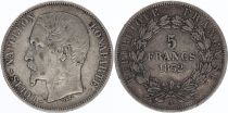 France 5 Francs, Louis-Napoleon Bonaparte - 1852 A Paris - Large Head - Silver