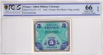 France 5 Francs Allied Military Currency - Flag - 1944 - PCGS 66 OPQ